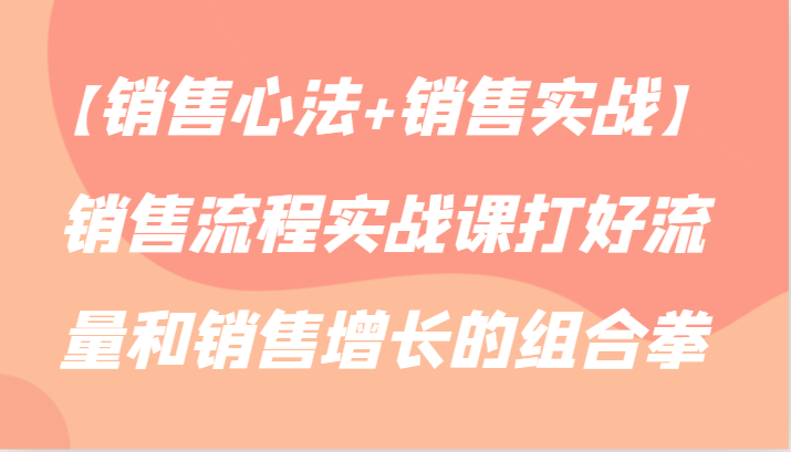 【销售心法+销售实战】销售流程实战课打好流量和销售增长的组合拳-生财有术官方网站