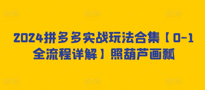2024拼多多实战玩法合集【0-1全流程详解】照葫芦画瓢-生财有术官方网站