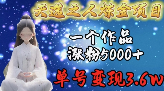 天选之人炼金项目，一个作品涨粉5000+，单号变现3.6w-生财有术官方网站