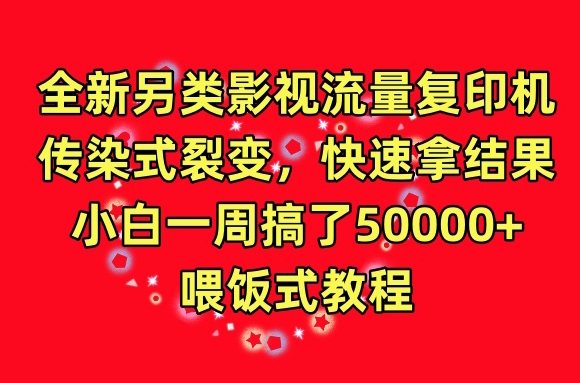 全新另类影视流量复印机，传染式裂变，快速拿结果，小白一周搞了50000+，喂饭式教程-生财有术官方网站