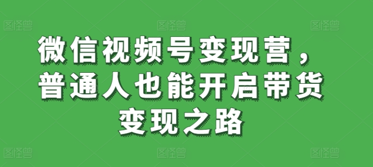 微信视频号变现营，普通人也能开启带货变现之路-生财有术官方网站