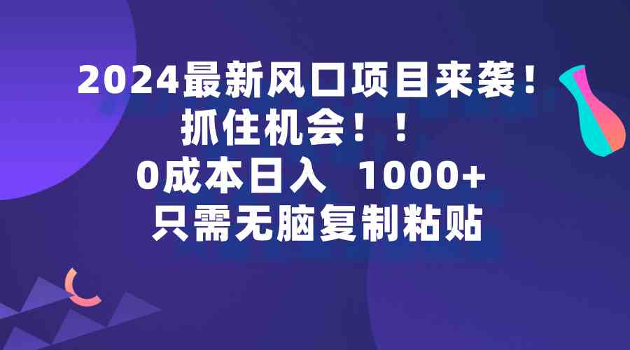 （9899期）2024最新风口项目来袭，抓住机会，0成本一部手机日入1000+，只需无脑复…-生财有术官方网站