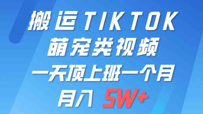 （9931期）一键搬运TIKTOK萌宠类视频 一部手机即可操作 所有平台均可发布 轻松月入5W+-生财有术官方网站