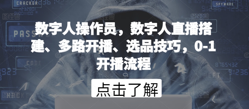数字人操作员，数字人直播搭建、多路开播、选品技巧，0-1开播流程-生财有术官方网站
