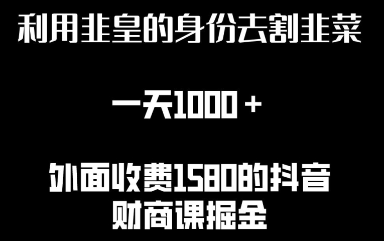 利用非皇的身份去割韭菜，一天1000+(附详细资源)-生财有术官方网站
