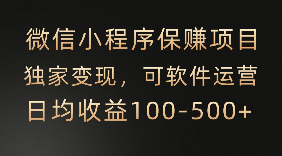 微信小程序，腾讯保赚项目，可软件自动运营，日均100-500+收益有保障-生财有术官方网站