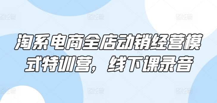 淘系电商全店动销经营模式特训营，线下课录音-生财有术官方网站