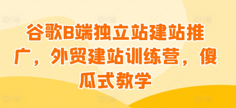 谷歌B端独立站建站推广，外贸建站训练营，傻瓜式教学-生财有术官方网站