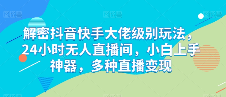 解密抖音快手大佬级别玩法，24小时无人直播间，小白上手神器，多种直播变现-生财有术官方网站