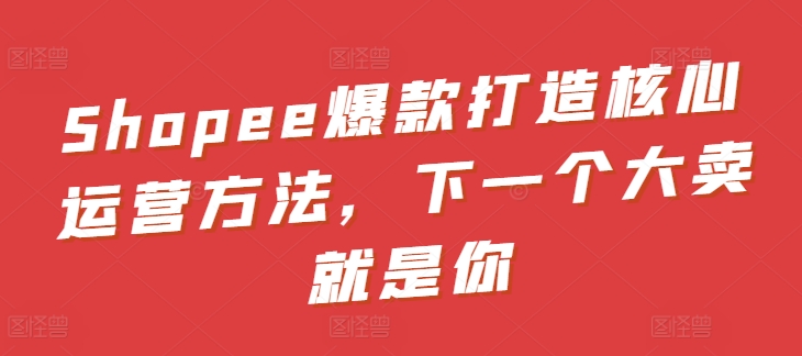 Shopee爆款打造核心运营方法，下一个大卖就是你-生财有术官方网站