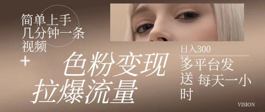 色粉变现，拉爆流量，简单上手几分钟一条视频，多平台发送每天一小时，日入300+-生财有术官方网站