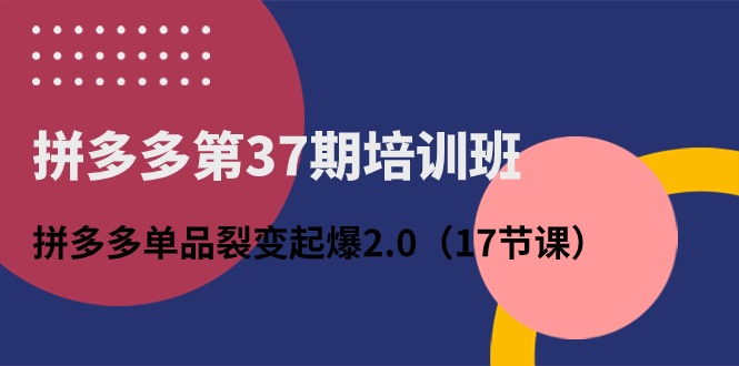 拼多多第37期培训班：拼多多单品裂变起爆2.0（17节课）-生财有术官方网站