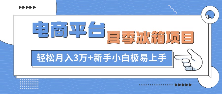 （10934期）电商平台夏季冰箱项目，轻松月入3万+，新手小白极易上手-生财有术官方网站