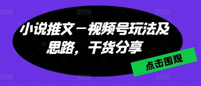 小说推文—视频号玩法及思路，干货分享-生财有术官方网站