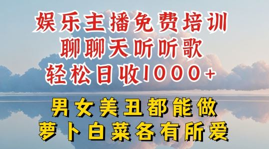 娱乐主播免费培训聊聊天听听歌轻松日收1K+，男女美丑都能做萝卜白菜各有所爱【揭秘】-生财有术官方网站