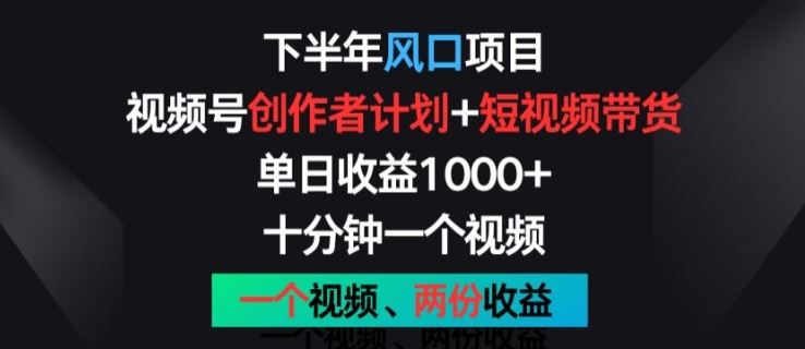 下半年风口项目，视频号创作者计划+视频带货，一个视频两份收益，十分钟一个视频【揭秘】-生财有术官方网站