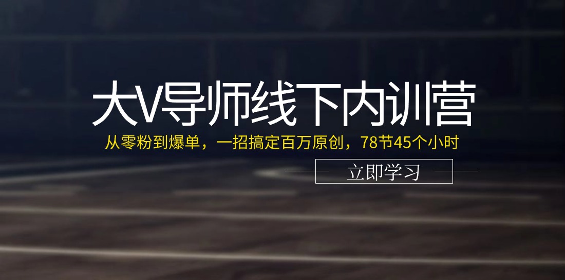 （11261期）大V导师线下内训营：从零粉到爆单，一招搞定百万原创，78节45个小时-生财有术官方网站