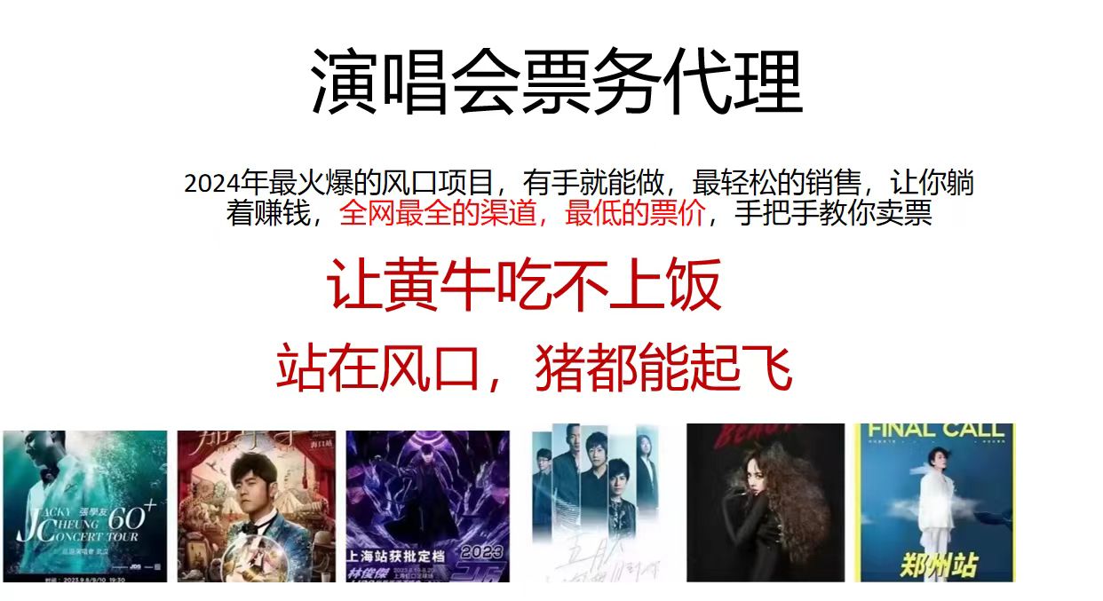 （11272期）演唱会票务代理，2024年最火爆风口项目，全网最低的票价，小白一分钟上…-生财有术官方网站
