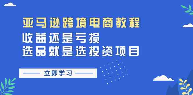 亚马逊跨境电商教程：收益还是亏损！选品就是选投资项目-生财有术官方网站