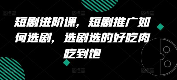 短剧进阶课，短剧推广如何选剧，选剧选的好吃肉吃到饱-生财有术官方网站