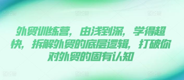 外贸训练营，由浅到深，学得超快，拆解外贸的底层逻辑，打破你对外贸的固有认知-生财有术官方网站