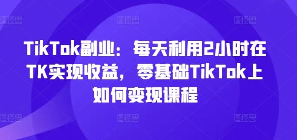 TikTok副业：每天利用2小时在TK实现收益，零基础TikTok上如何变现课程-生财有术官方网站