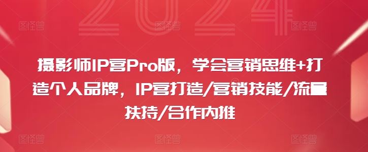 摄影师IP营Pro版，学会营销思维+打造个人品牌，IP营打造/营销技能/流量扶持/合作内推-生财有术官方网站