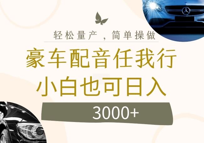 不为人知的暴力小项目，豪车配音，日入几张【揭秘】-生财有术官方网站