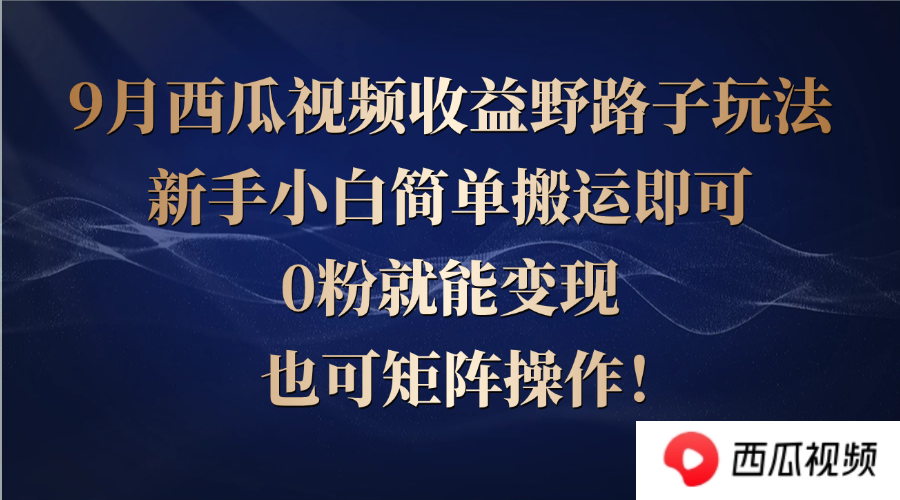 西瓜视频收益野路子玩法，新手小白简单搬运即可，0粉就能变现，也可矩…-生财有术官方网站