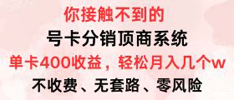 （12820期）号卡分销顶商系统，单卡400+收益。0门槛免费领，月入几W超轻松！-生财有术官方网站