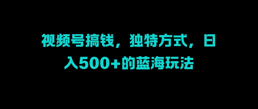 视频号搞钱，独特方式，日入500+的蓝海玩法-生财有术官方网站