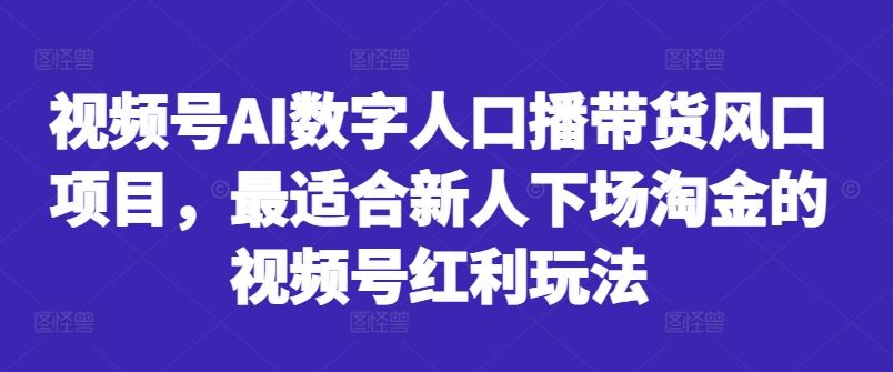视频号AI数字人口播带货风口项目，最适合新人下场淘金的视频号红利玩法-生财有术官方网站