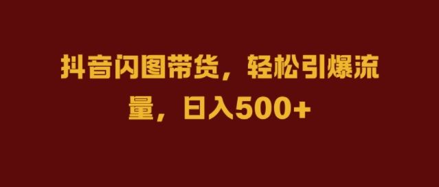 抖音闪图带货，轻松引爆流量，日入几张【揭秘】-生财有术官方网站