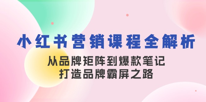 小红书营销课程全解析，从品牌矩阵到爆款笔记，打造品牌霸屏之路-生财有术官方网站