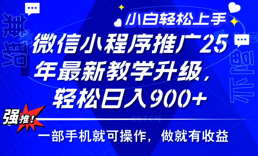 2025年微信小程序推广，最新教学升级，轻松日入900+，小白宝妈轻松上手…-生财有术官方网站