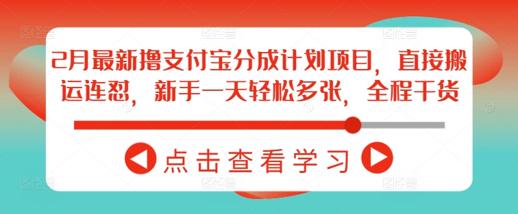 2月最新撸支付宝分成计划项目，直接搬运连怼，新手一天轻松多张，全程干货-生财有术官方网站