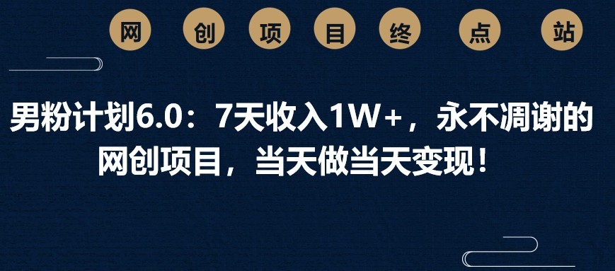 男粉计划6.0：7天收入1W+，永不凋谢的网创项目，当天做当天变现！-生财有术官方网站
