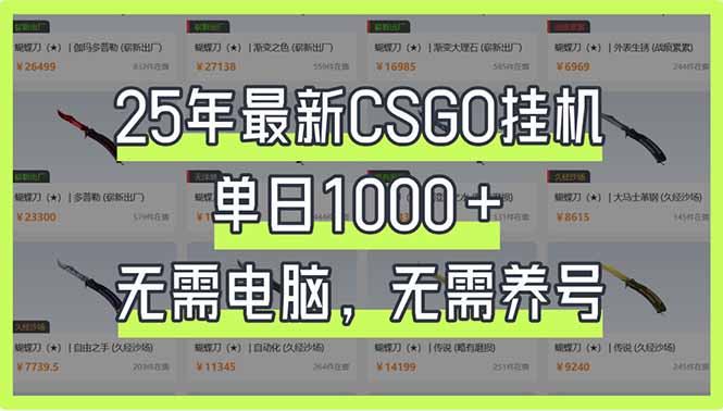 25年最新CSGO挂机系统，单日1000+，无需电脑，无需养号，0基础可上手-生财有术官方网站