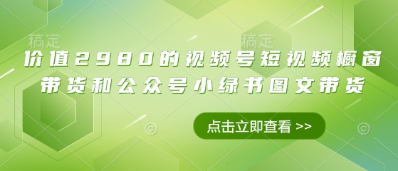 价值2980的视频号短视频橱窗带货和公众号小绿书图文带货-生财有术官方网站
