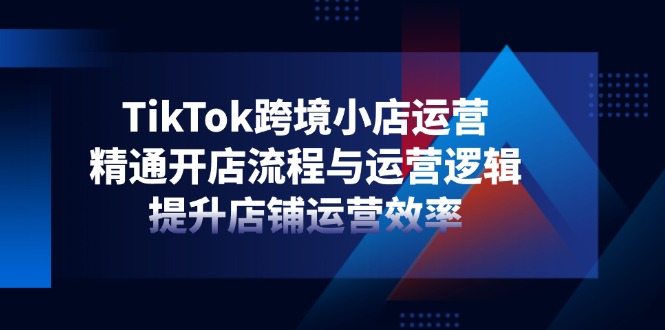 TikTok跨境小店运营，精通开店流程与运营逻辑，提升店铺运营效率-生财有术官方网站