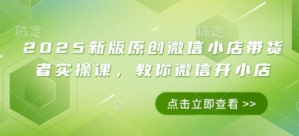 2025新版原创微信小店带货者实操课，教你微信开小店-生财有术官方网站