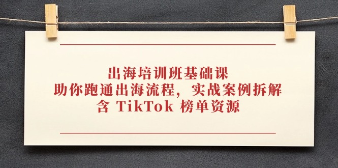 出海培训班基础课，助你跑通出海流程，实战案例拆解，含 TikTok 榜单资源-生财有术官方网站