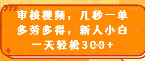 视频审核员，几秒一单，不限时间，不限地点，多做多得，新人小白一天轻松几张+【揭秘】-生财有术官方网站