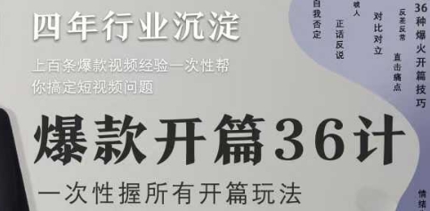 爆款开篇36计2.0，爆款短视频，一次性掌握所有开篇玩法-生财有术官方网站