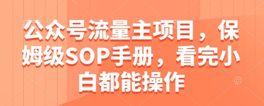 公众号流量主项目，保姆级SOP手册，看完小白都能操作-生财有术官方网站