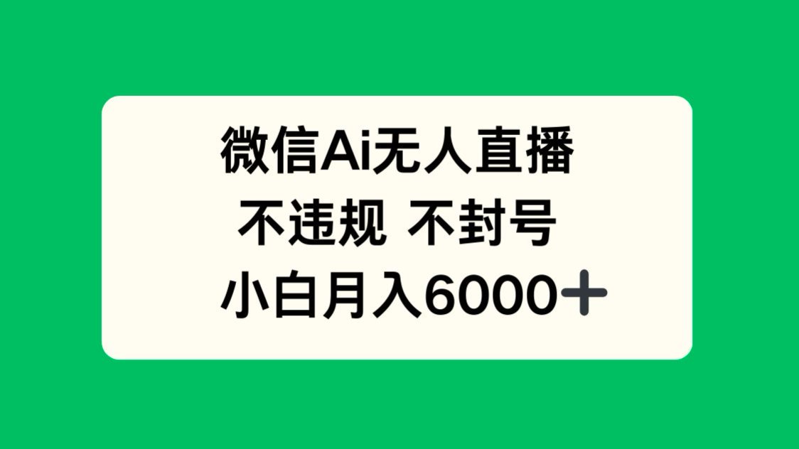 微信AI无人直播，不违规 不封号 ，小白月入6000+-生财有术官方网站