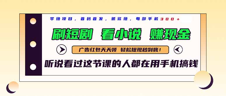 最新短剧平台，刷短剧，看小说，赚现金，一部手机日入300+-生财有术官方网站