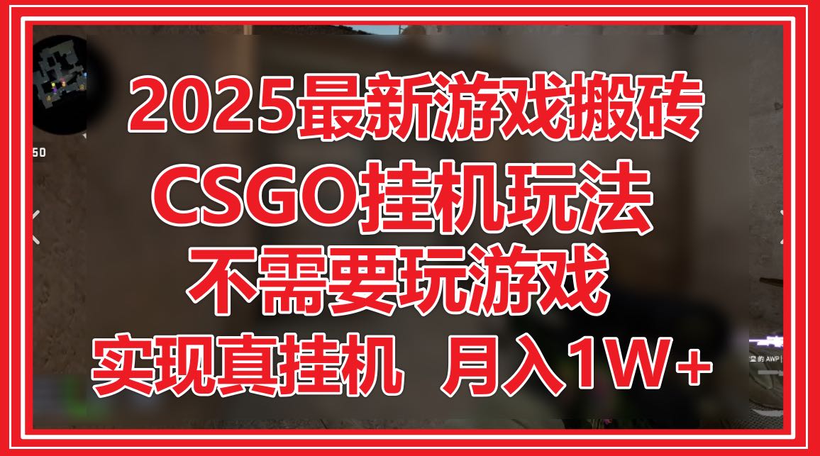 2025最新游戏搬砖，CSGO挂机，不需要玩游戏，实现真挂机，月入1W+-生财有术官方网站