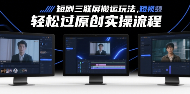 短剧三联屏搬运玩法，短剧搬运轻松过原创实操流程-生财有术官方网站