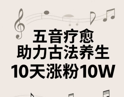 古法五音养生教程，五音疗愈的视频的制作方法，2-4小时就能学会，作者10天涨粉10W-生财有术官方网站